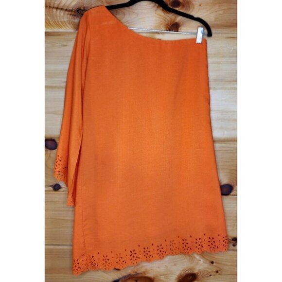 KARLIE WOMEN'S ONE SHOULDER SHORT DRESS ORANGE - Picture 9 of 11